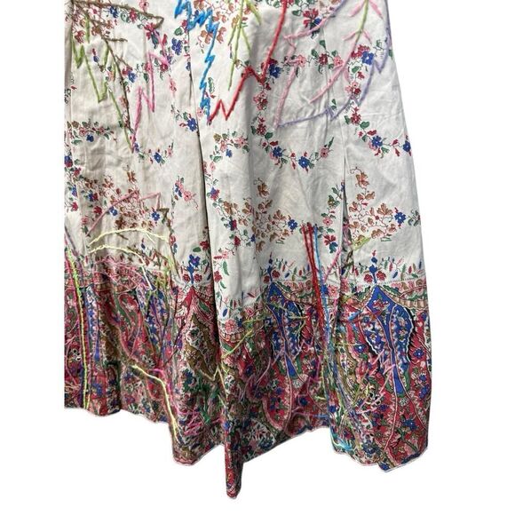 Ariella Boho Floral Embroidered Cotton Skirt High Waisted A line Size S - Picture 8 of 16